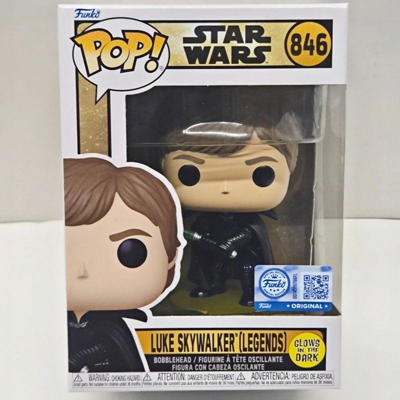 Funko Pop! Original Star Wars Luke Skywalker Legends #846 Glows in The Dark Vinyl Figure Collectible Model Desktop Ornament Gift