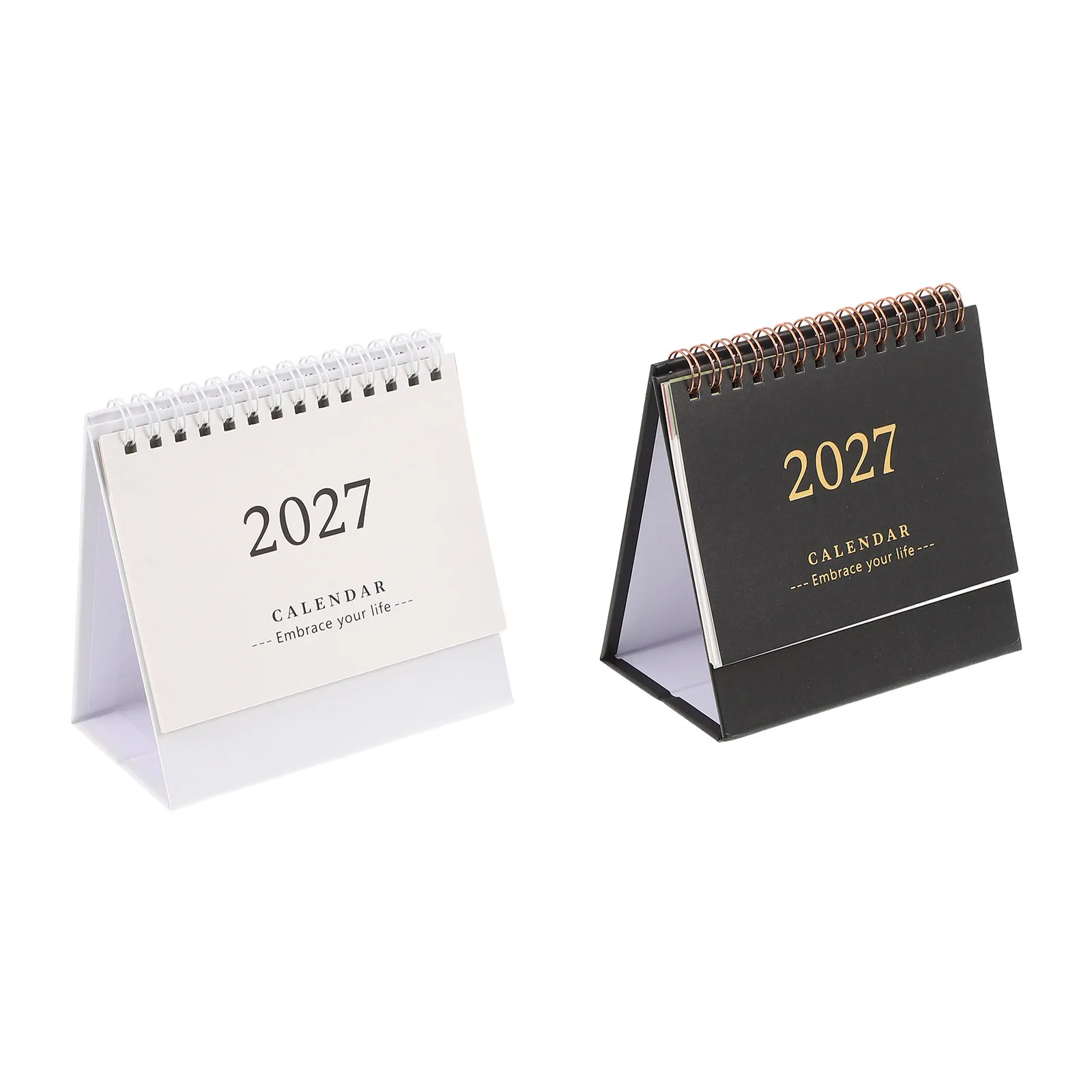 2Pcs Desk Calendar 2027 Minimalist Standing Flip Monthly Planner Compact Pink Green Purple White Space-Saving Office School