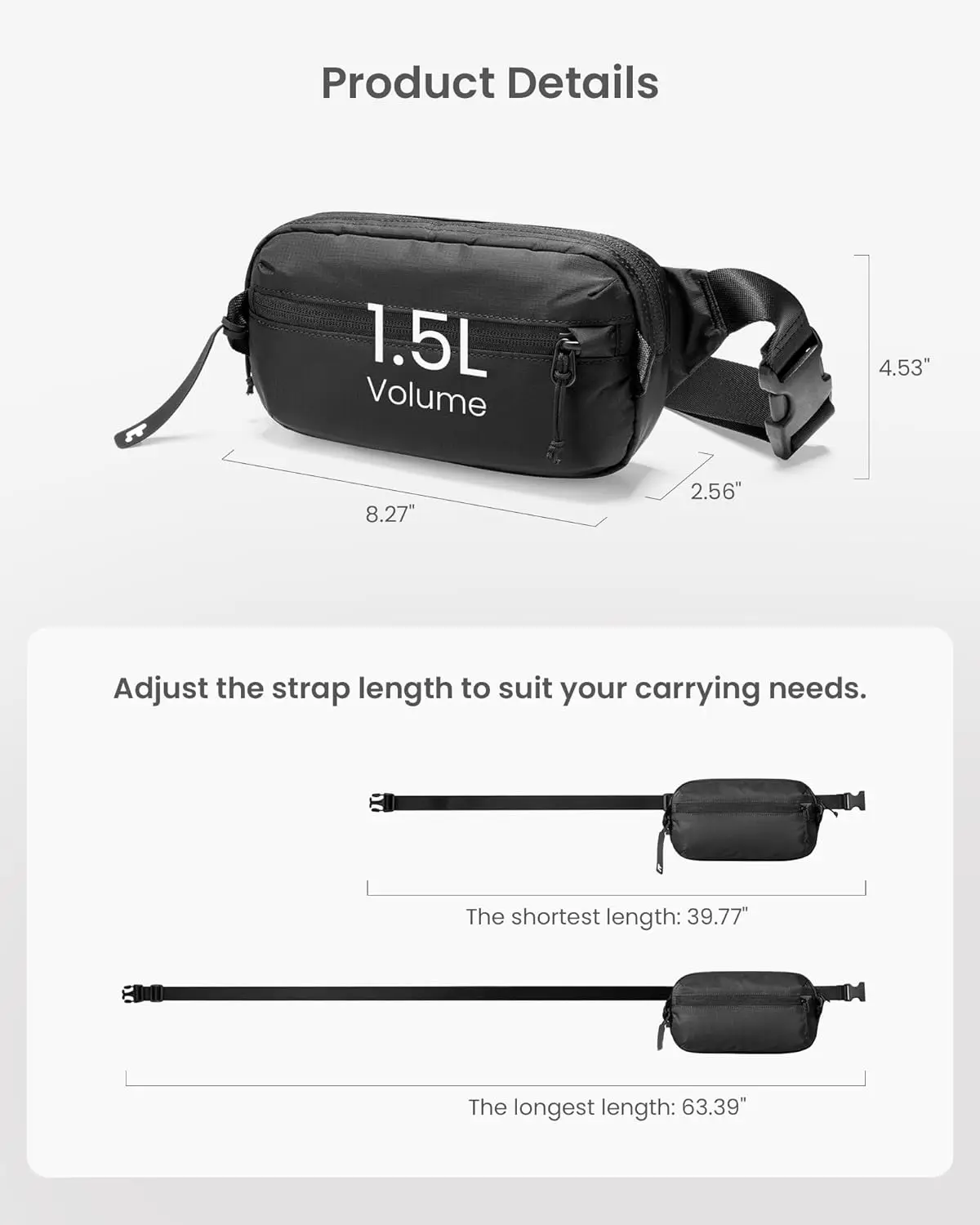 1.5L Sling Bag with RFID Blocking, Crossbody Bag Minimalist Chest Shoulder Pack for Men and Women, Lightweight Carry Casual Bag