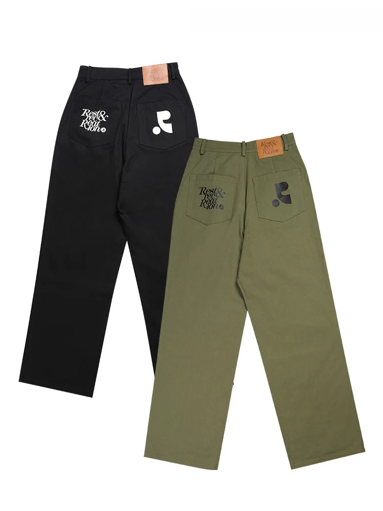 

High Waist Loose Fit Casual Jeans with Back Pocket Print Versatile Long Pants for Women Autumn New Style Sugar Home 25