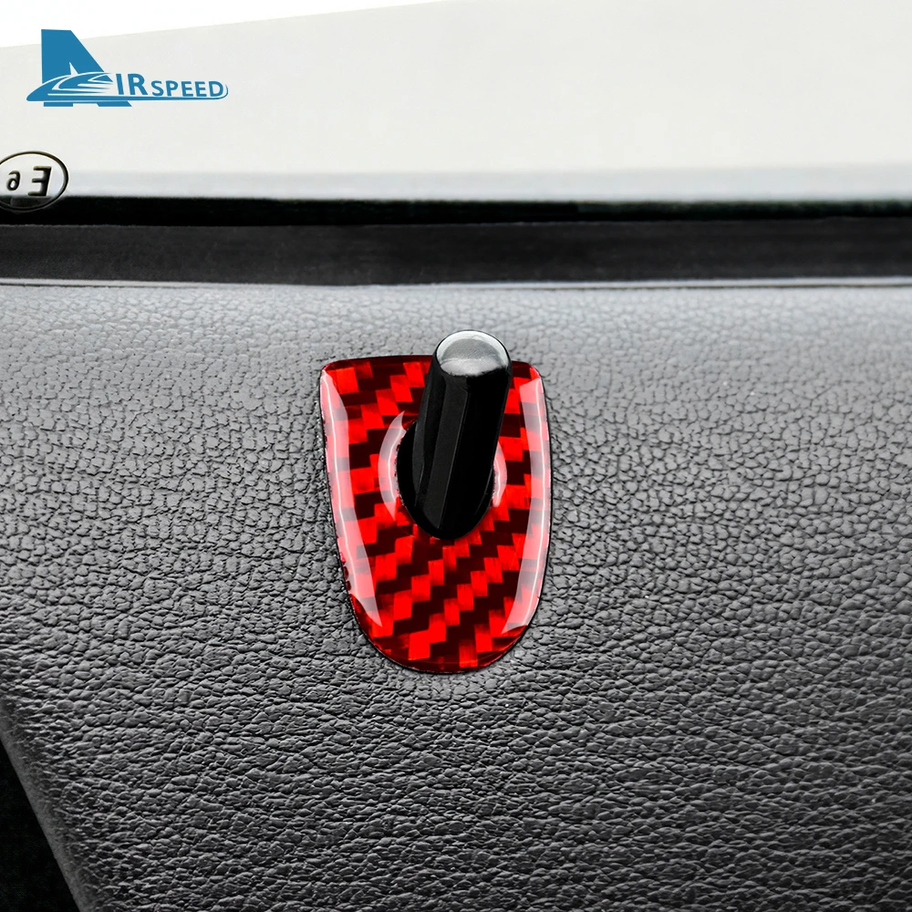 AIRSPEED For BMW Z4 E89 2009-2017 Black Carbon Fiber Sticker Car Door Lock Circle Ring Cover for E89 Interior Trim Accessories