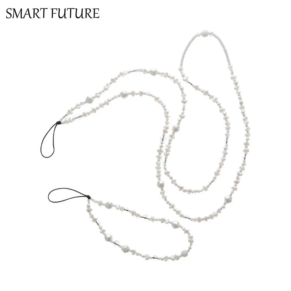 

Pearl Women Wristlet String Glass Beaded Pearl Crystal Anti-Lost Lanyard Phone Lanyard Phone Wrist Strap Mobile Phone Chain