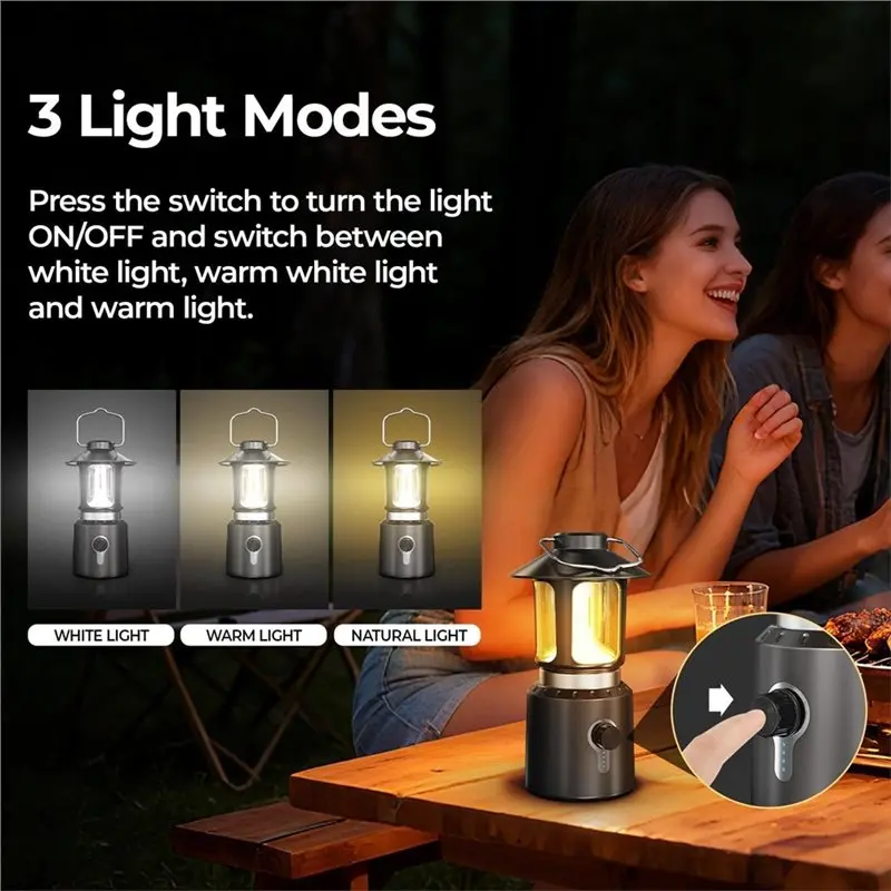 Telescoping Camping Lantern Featuring 8000Mah Battery Capacity, 3 Lighting Modes& Waterproof Build Quality Design