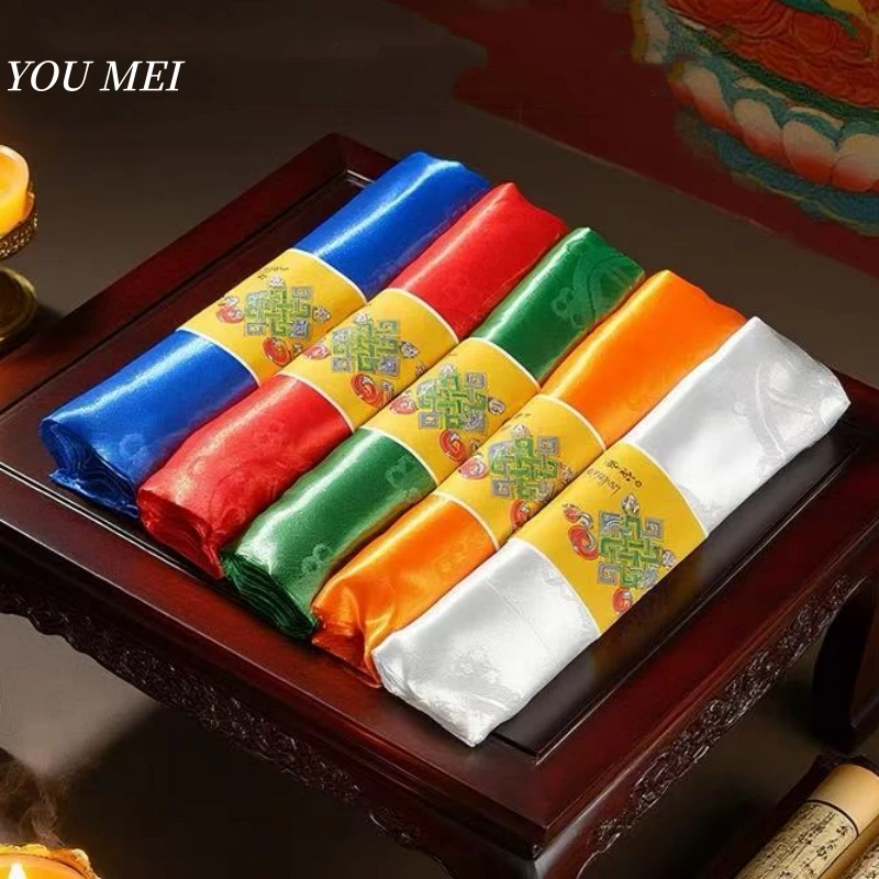 5 Pcs Multicolored Tibetan Hada,Eight Auspicious Mongolian Nationality Pendant Exquisite Tapestry Etiquette Item Decorative