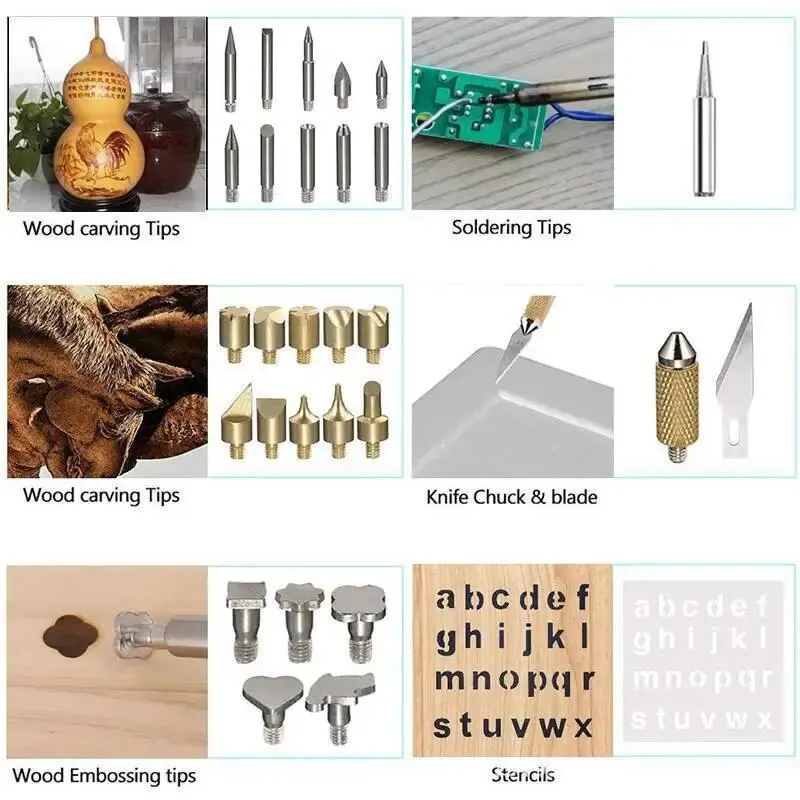 71 Pcs Wood Burning Tool with 60W Adjustable Temperature 200~450°C, Professional Wood Burner Pen for Embossing Carving Soldering