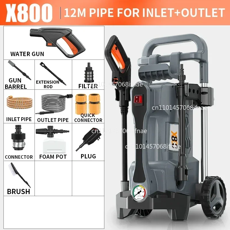 180bar Pressure Cleaner with Induction Motor Electrical Portable Car Washing Machine Mobile Car Washer Water Gun for Home Use