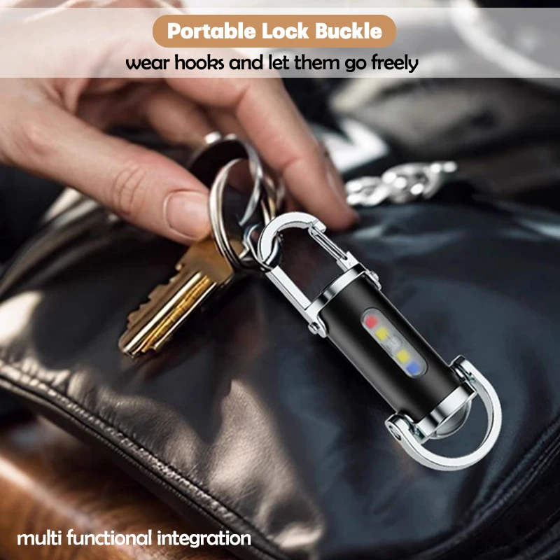 Mini Key Chain Light USB Rechargeable LED High-Intensity Multi-Function Flashlight Waterproof Outdoor Camping Portable Spotlight