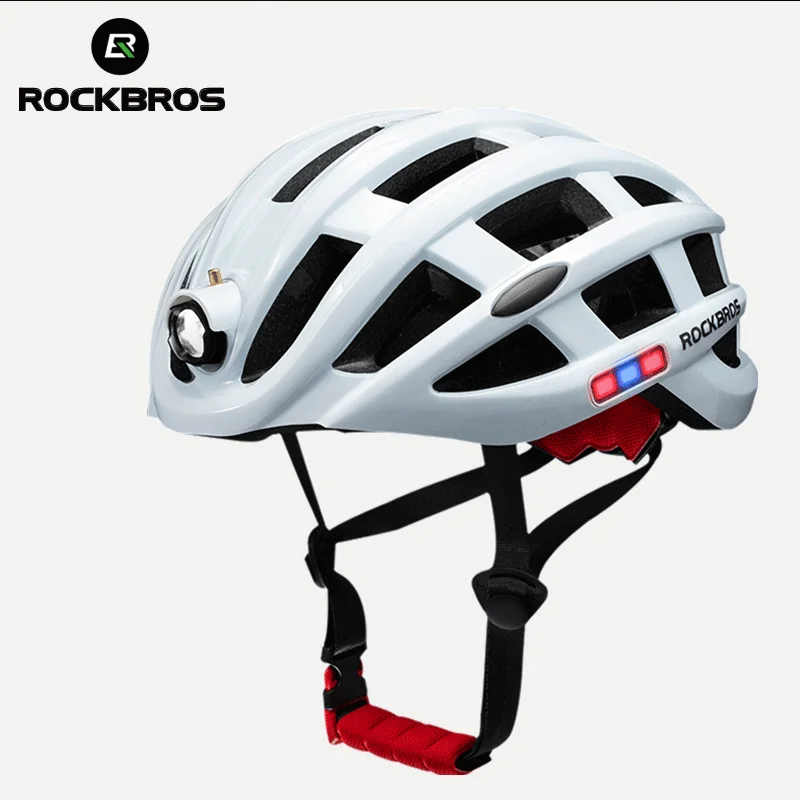 ROCKBROS Bike Headlamp Cycling Helmet Ultralight USB Charging Bicycle Light Helmet Sports Safety MTB Bike Cap For Men Women