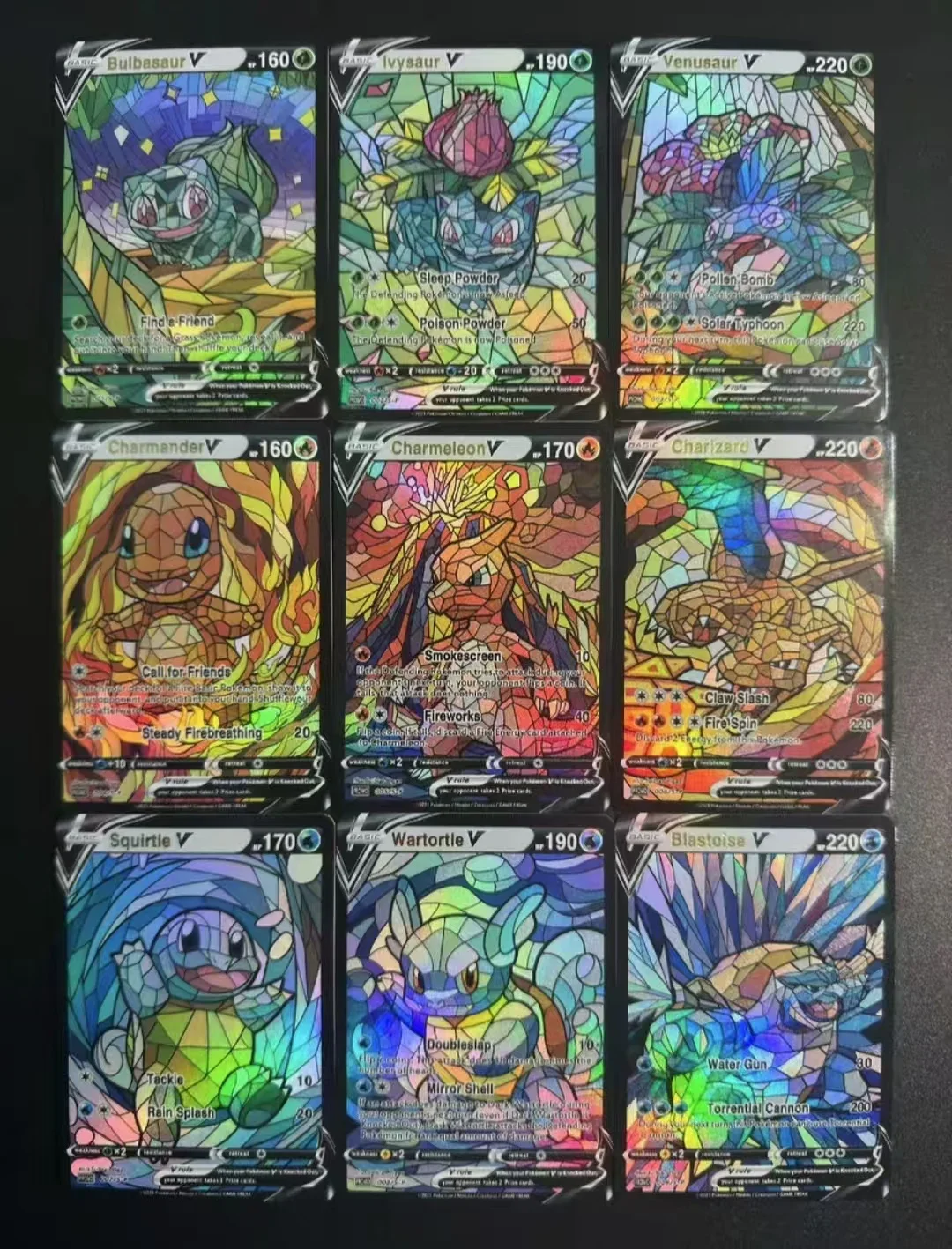 9Pcs/set DIY PTCG Pokemon Flash Card  Personality Card Church Style Anime Figure Card Charmander Bulbasaur Squirtle Gosanke