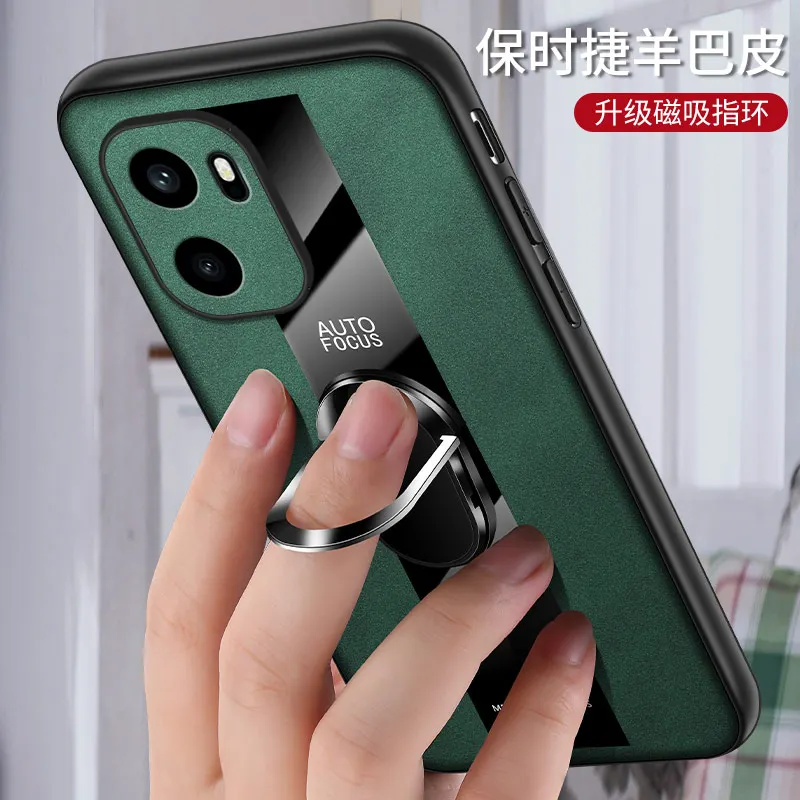 Voor OnePlus ACE 6 Case Premium Plain Leathe Ring Stand Anti-val Paar Case Cover Voor OnePlus Ace6 schokbestendig Funda