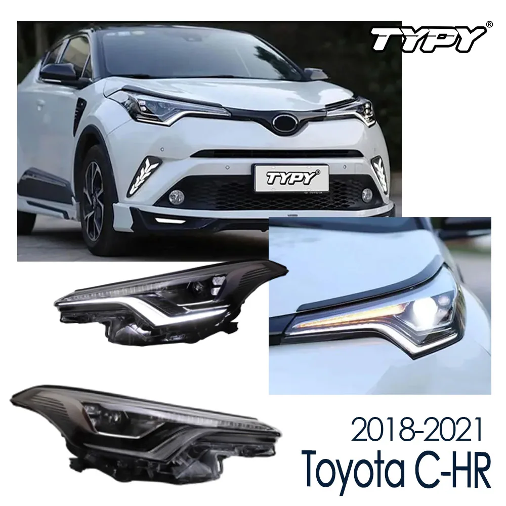

TYPY новые светодиодные автомобильные фары для Toyota C-HR 2018-2021, сигналы фар, автоаксессуары, дневные ходовые огни