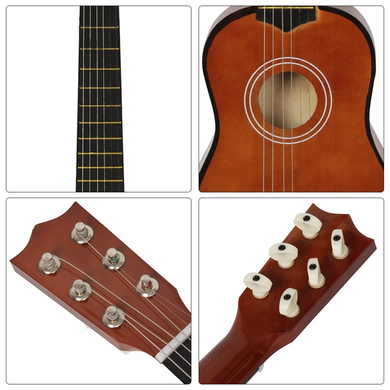 2Pcs 21 Inch 6 Strings Small Mini Guitar Basswood Guitar With Pick Strings Musical Instruments Toy For Children Kids