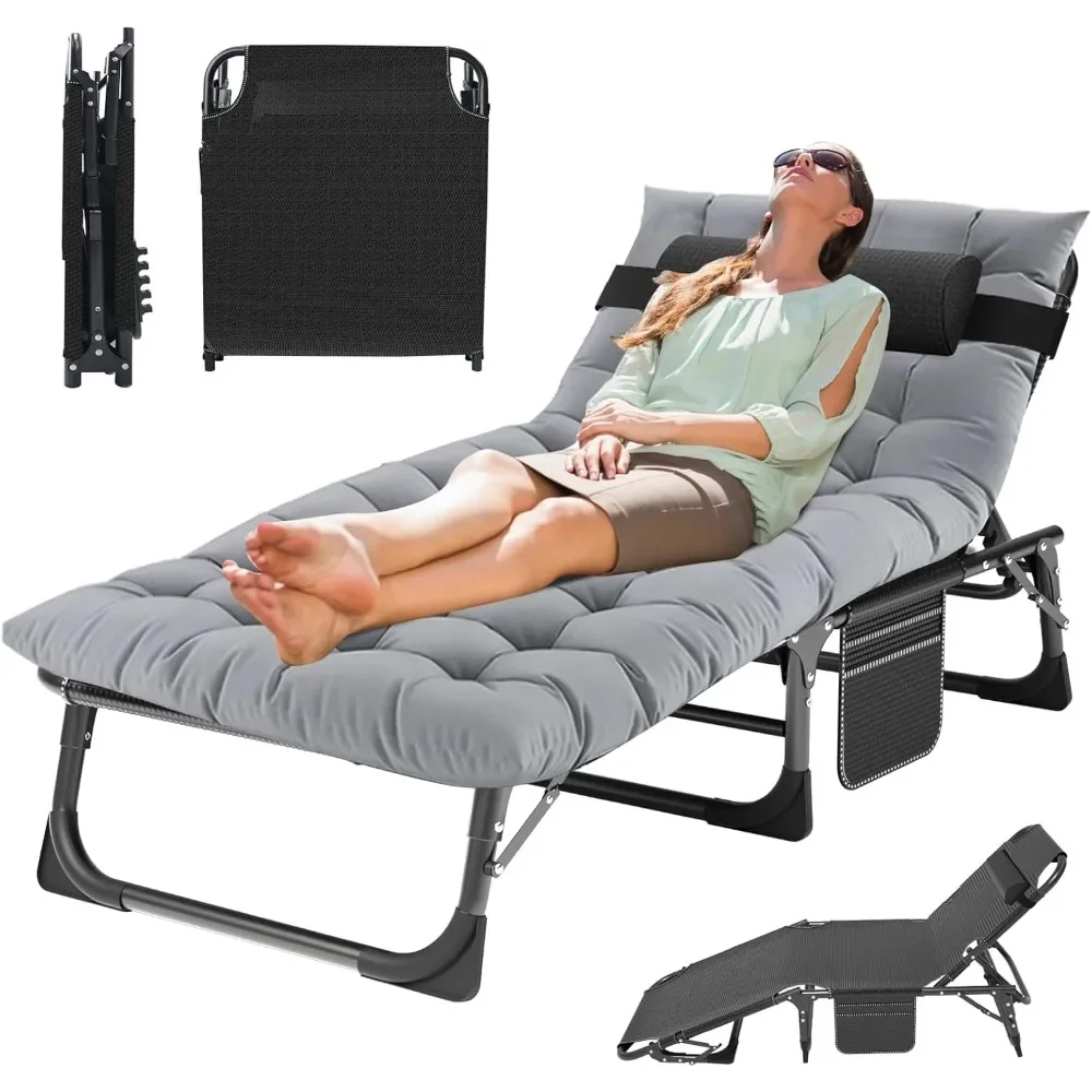 

Folding Lounge Chair 5-Position, Folding Cot, Portable Outdoor Folding Chaise Lounge Chair for Sun Tanning