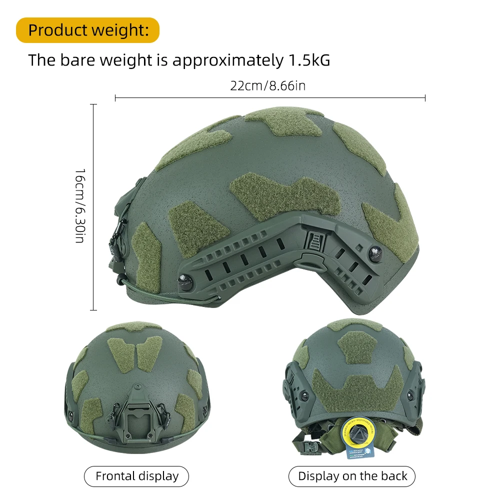 BOOIU Casco balistico tattico veloce Casco di sicurezza protettivo esterno in fibra di vetro SF taglio alto Casco con sospensione Wendy's
