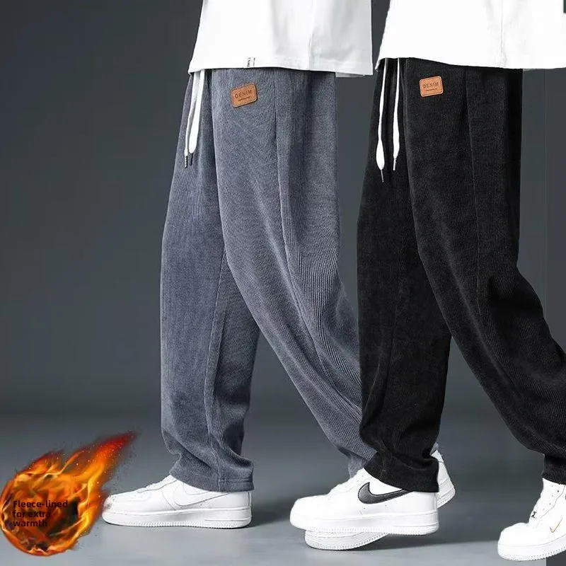 

Corduroy Straight Leg Sport Sweatpants Men's Loose Drape Casual Long Trousers Autumn Winter Faion Brand Comfortable Fit