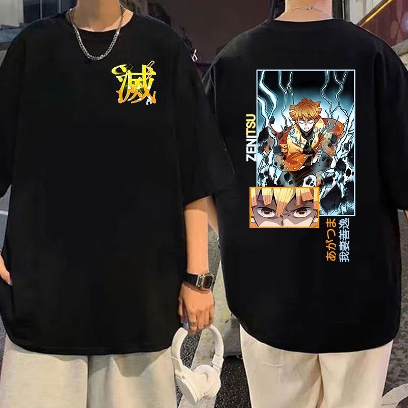

Hot Anime Agatsuma Zenitsu Print Cotton T-shirt Women Men Summer Casual Short Sleeve Shirt Fashion Loose Tops