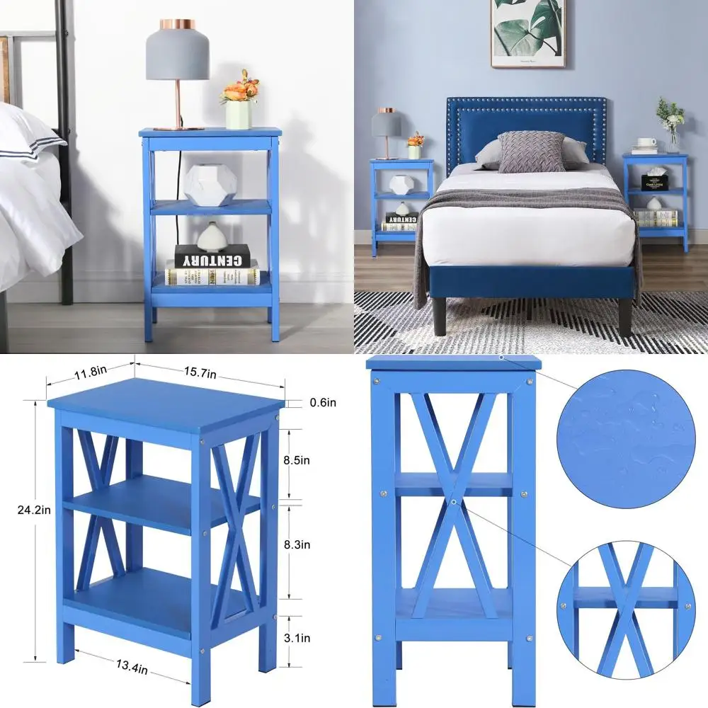 

Современная прикроватная тумбочка X-образной формы с полкой для хранения для спален и гостиных