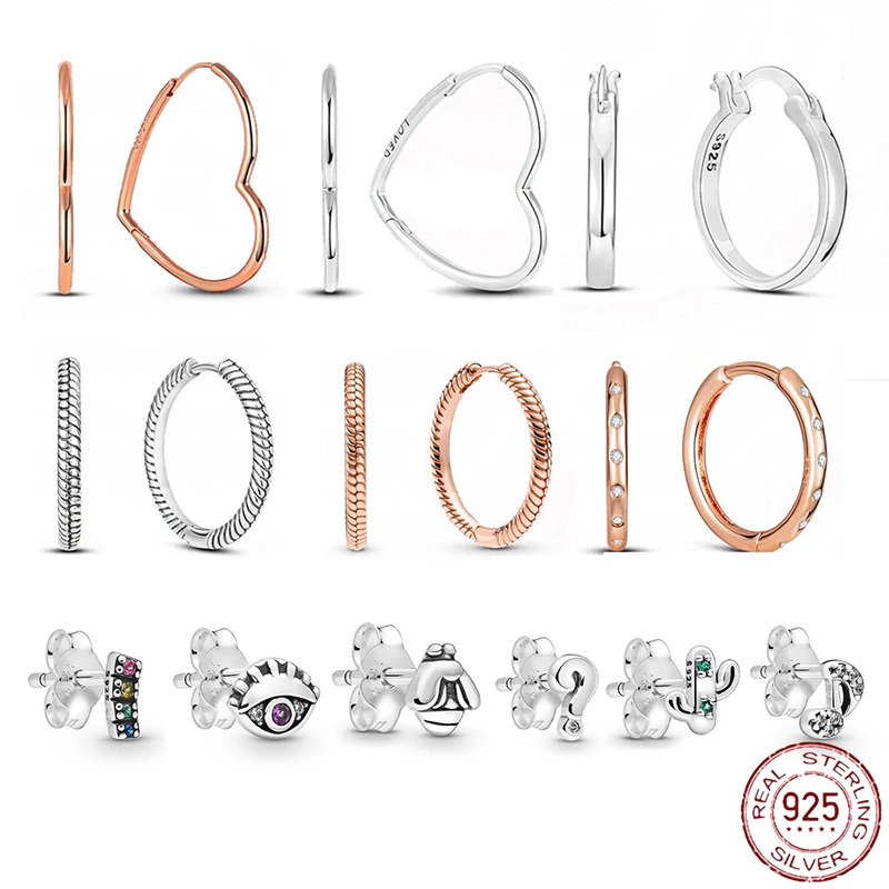 

2022 New Simple Design 925 Silver Trendy Earring Little Bee Snake Cat Sweet Animal Earrings For European Women Jewelry Gift