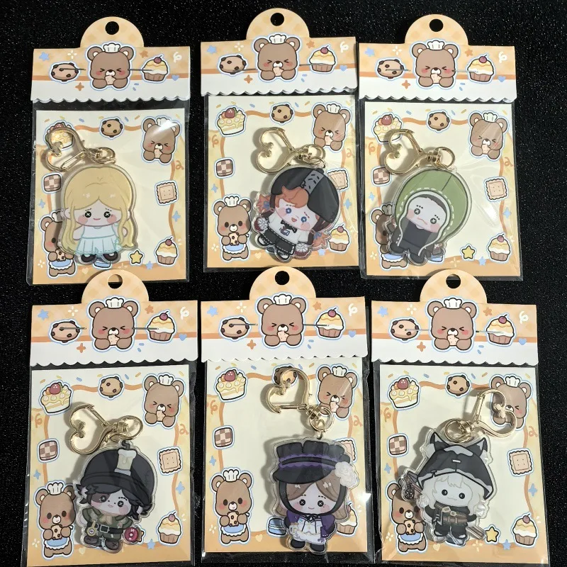 Sombrero familia Identity V personaje de Anime modelo llaveros acrílicos mujer lindo bolso de dibujos animados colgante decoración llavero Fans regalos