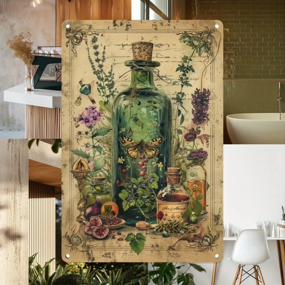Vintage Druidic Plant Art Iron Metal Tin Sign 8x12inch Rustic Wall Decor Plaque for Home Classroom