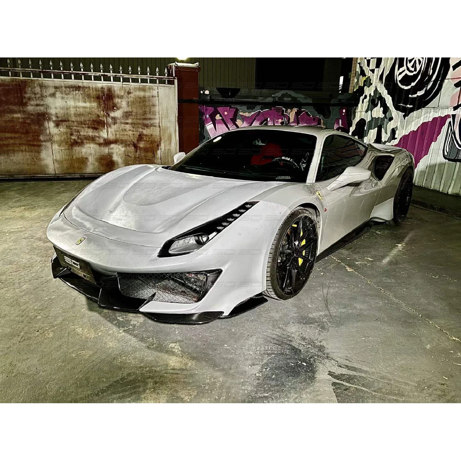 Dry Carbon Fiber Front Lip Side Skirt Body Kits  Car Accessories for F-errari 488 Upgrade Pis-ta