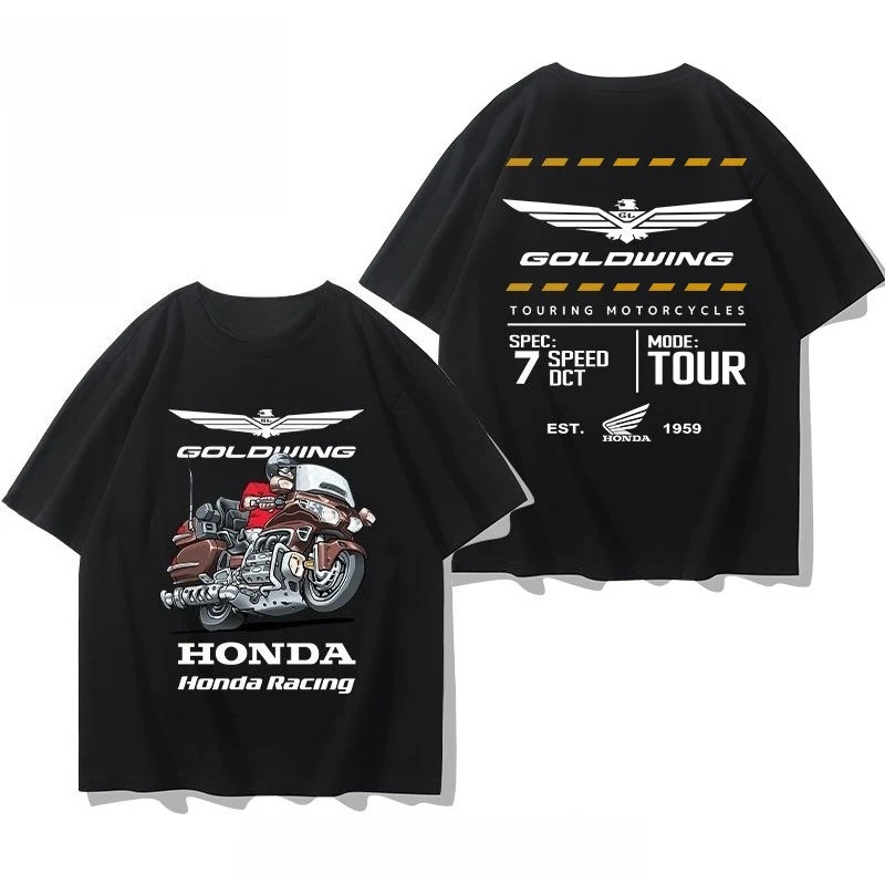 

Honda Men's and Women's T-shirt Gold Wing GL1800 Motorcycle Summer Short-sleeved Riding Oversize Racing Off-road Clothes