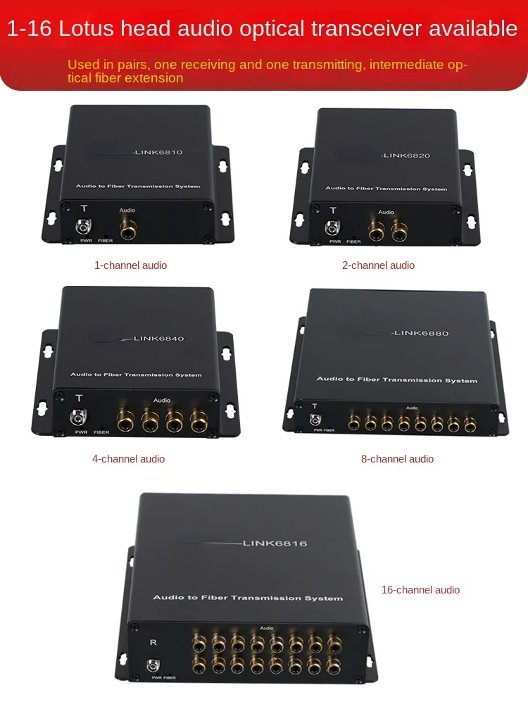 1CH, 2CH, 4CH, 8CH unidirectional bidirectional audio optical transceiver, 3.5mm lotus head to fiber optic transceiver