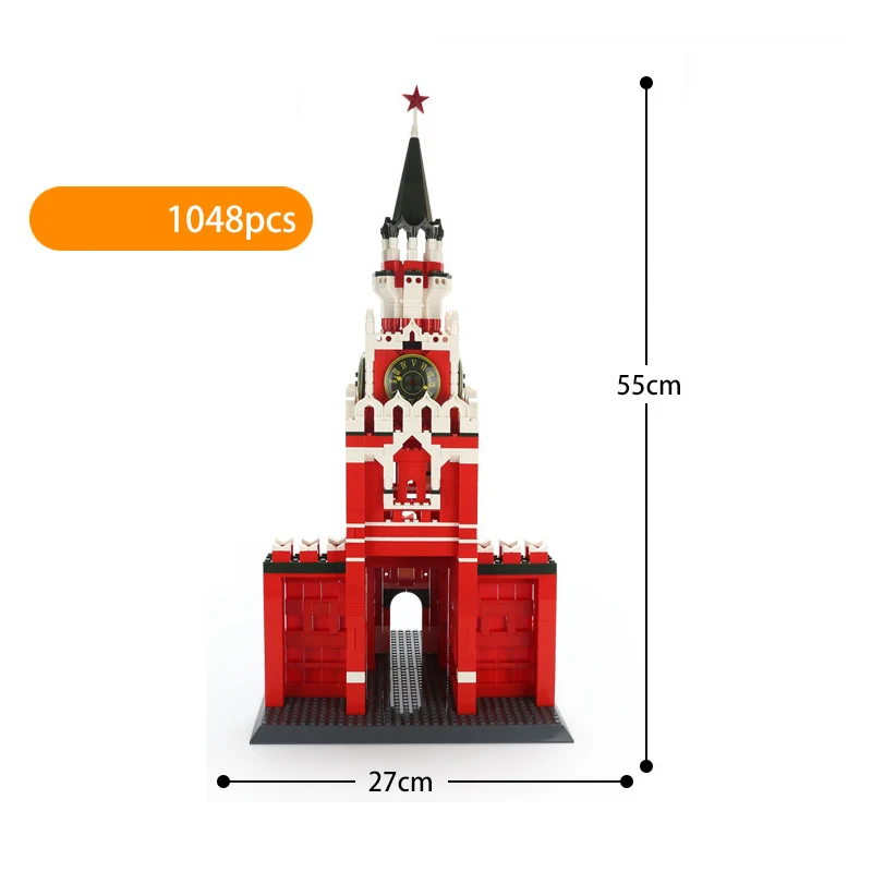 World Famous Architecture Russia Moscow Kremlin Building Block Model Construction Brick Educational Toys Collection For  Gifts