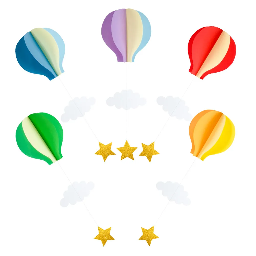 5Pcs 3D Hot Air Balloon Cloud Hanging Decorations for Birthday Wedding Baby Shower Party Ceiling Decor - view 6