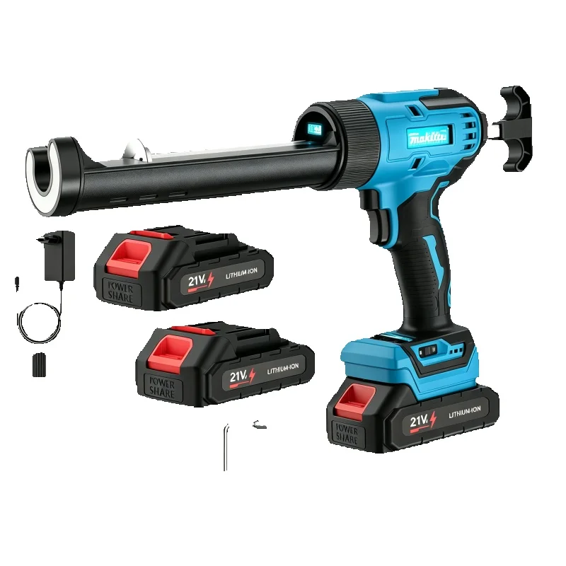 6-Gang-Akku-Fugenpistole mit Digitalanzeige und LED-Licht, 400 mm/min maximale Geschwindigkeit, elektrische Fugenpistole geeignet für 300-ml-Tintenpatronen, automatischer Rückstellauslöser für