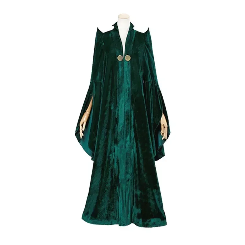 School Van Hekserij Professor Minerva Mcgonagall Cosplay Kostuum Jurk Groene Mantel Fluwelen Rollenspel Gewaad Halloween Kostuums