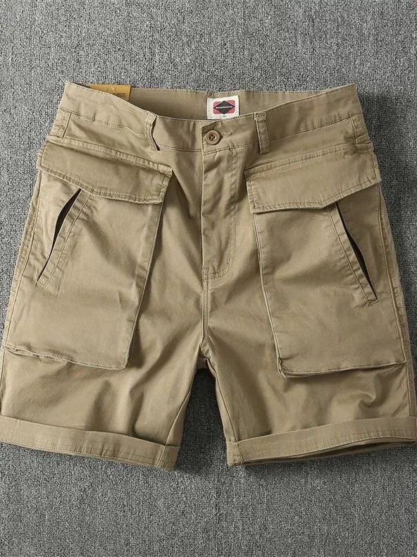 

Summer Casual American Sle Elastic Workwear orts Men's Trendy Brand INS Loony Loose Fit Four-ket Mid-Waist Straight-Leg