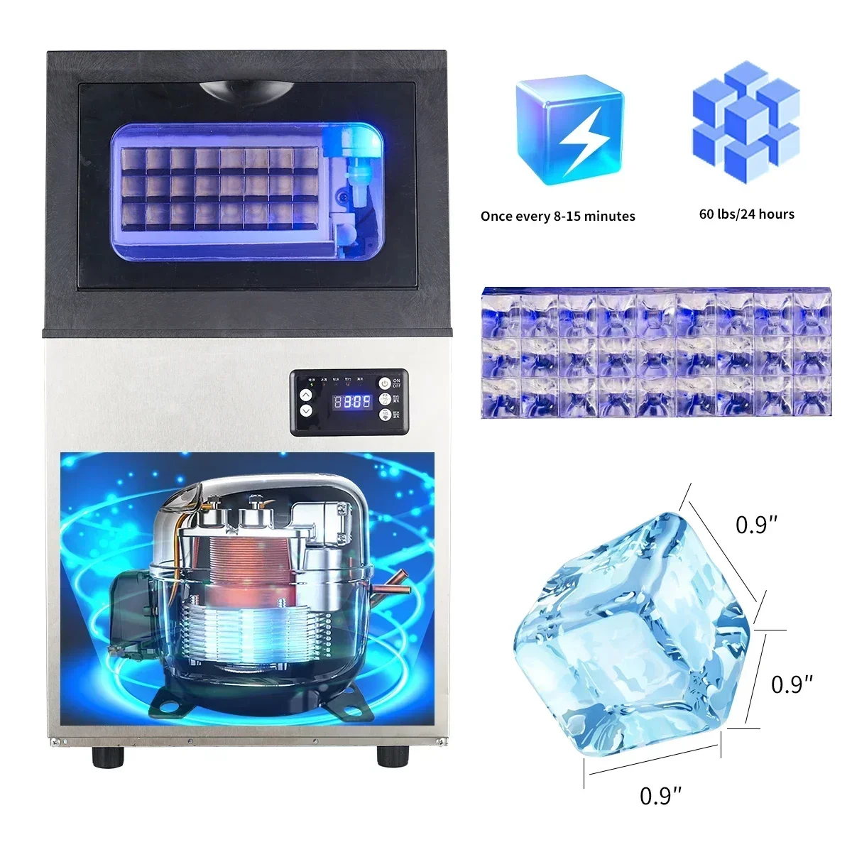 America Energy Saving 35 KG Table Top Ice Maker Machine for Small Business