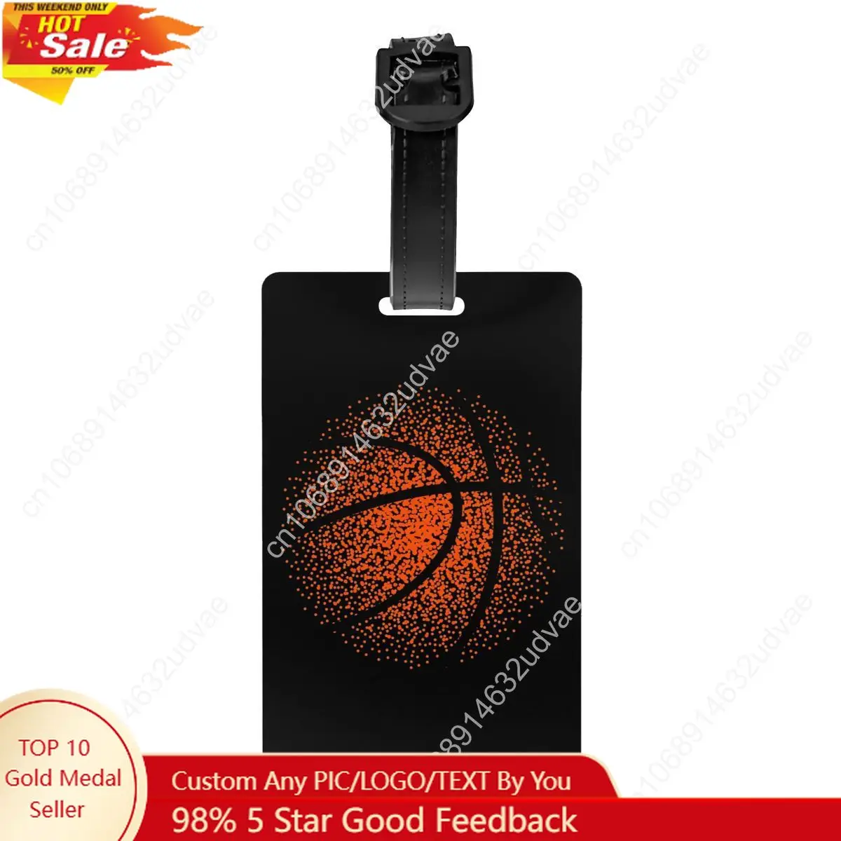 

Custom Basketball Dots Round Luggage Tag With Name Card Physical culture Privacy Cover ID Label for Travel Bag Suitcase