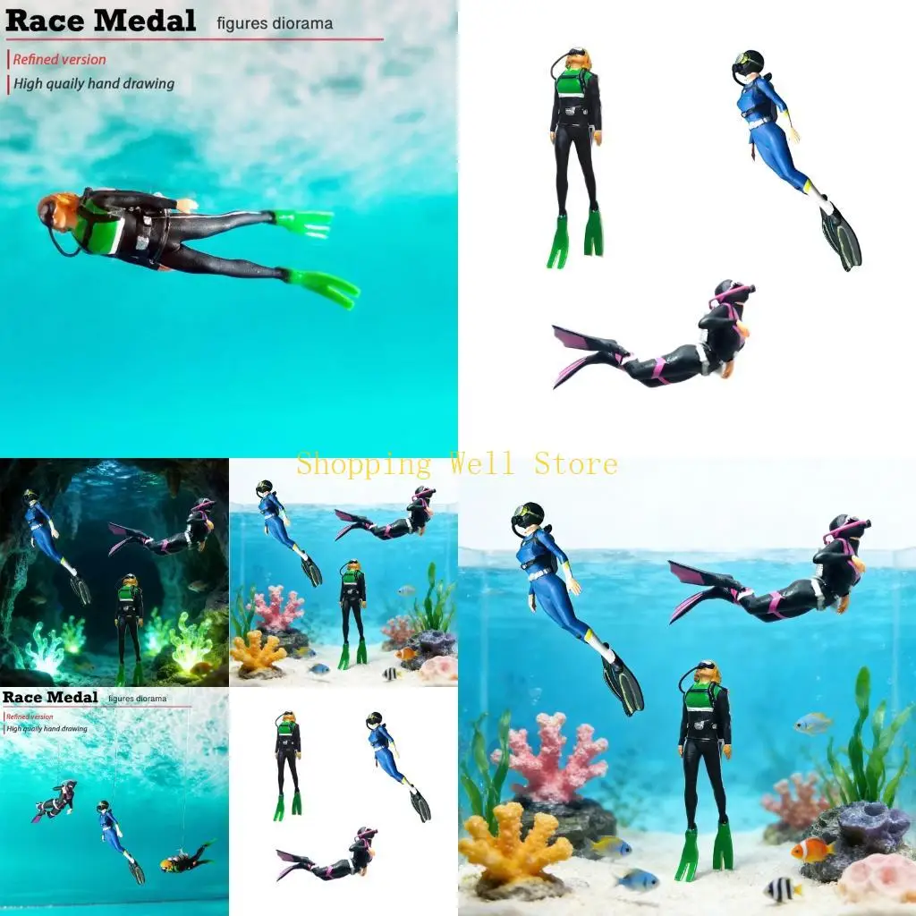 KX4B Tiny 1/64 Scale Miniature Diving Figure Resin Collectible Ornament Model Display