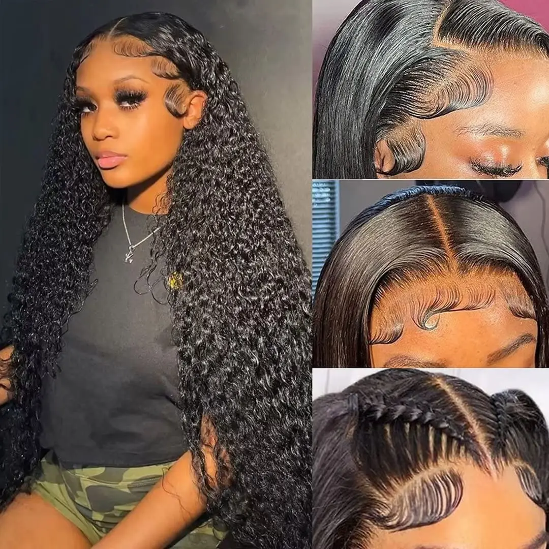 

13x4 Inch HD Lace Front Wigs Human Hair 180% Density Lace Water Wave Natural Color 1B Transparent Lace For Women