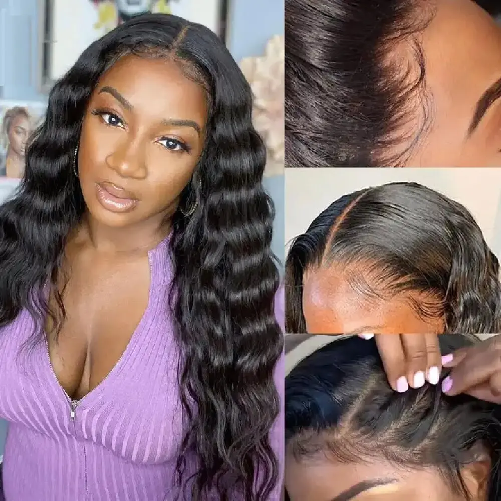 

180 Density 13*4 13*6 Swiss Lace Frontal Wig Pre Plucked Loose Deep Wave 100% Human Hair 360 Lace Frontal Loose Wave Wigs