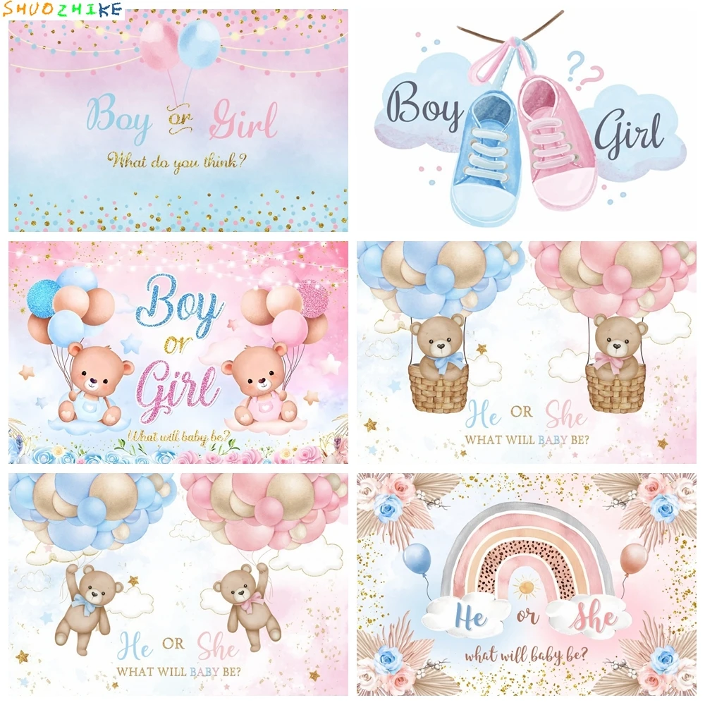 

Gender Reveal Party Boy Or Girl Photocall Backdrop Newborn Baby Shower For Photography Background Decor Photo Studio Custom