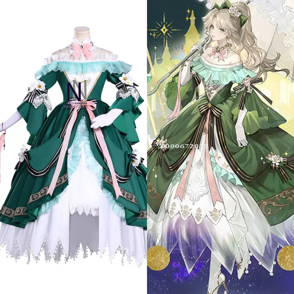 

Popular Game Honor of Kings Cosplay Costume Anime Xi Shi Green Fashion Dress for Women Role Play ComicCon Halloween Party Outfit