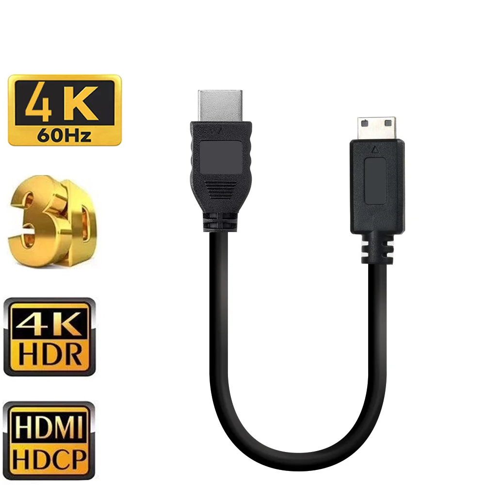 Krótki kabel Mini HDMI 4K 60Hz HDMI 2.0 do Mini HDMI Kabel do aparatu cyfrowego Nikon Canon Sony przenośny monitor Kabel HDMI