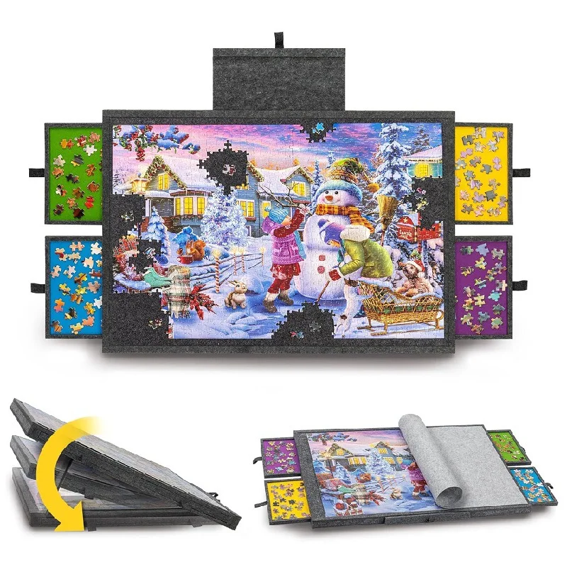 New Felt Puzzle Board 1000 pieces Portable Folding Stand Puzzle Storage Table Classification Boards