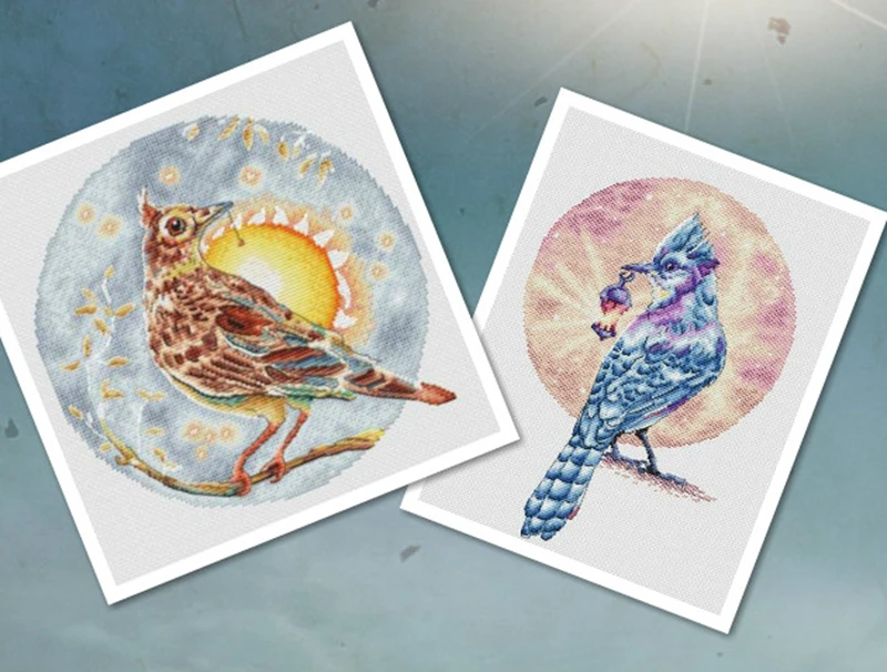 

Chinese Cross-Stitch Kits, Embroidery Needlework Sets, Needlework Sets, Sunrise, Lantern, Bird, 16CT, 14CT, 18CT