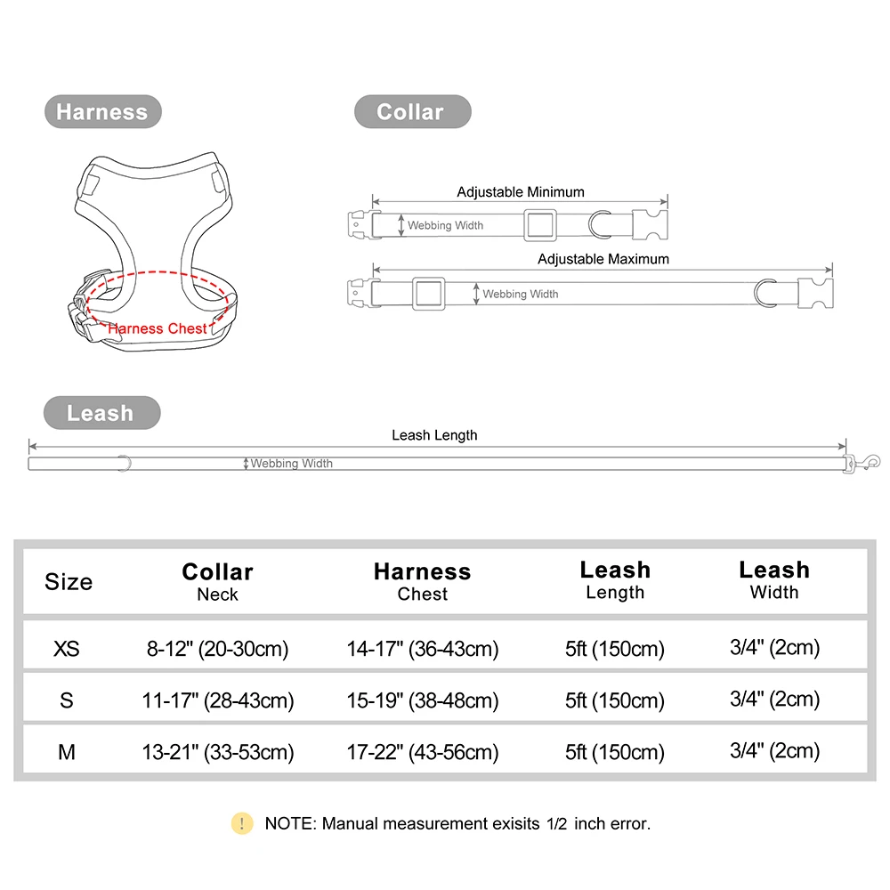 3pcs/set Dog Harness Collar Leash Set Christmas Gift Set for Dogs Cute Flower Accessory Dogs Christmas Collar for Chihuahua Pug