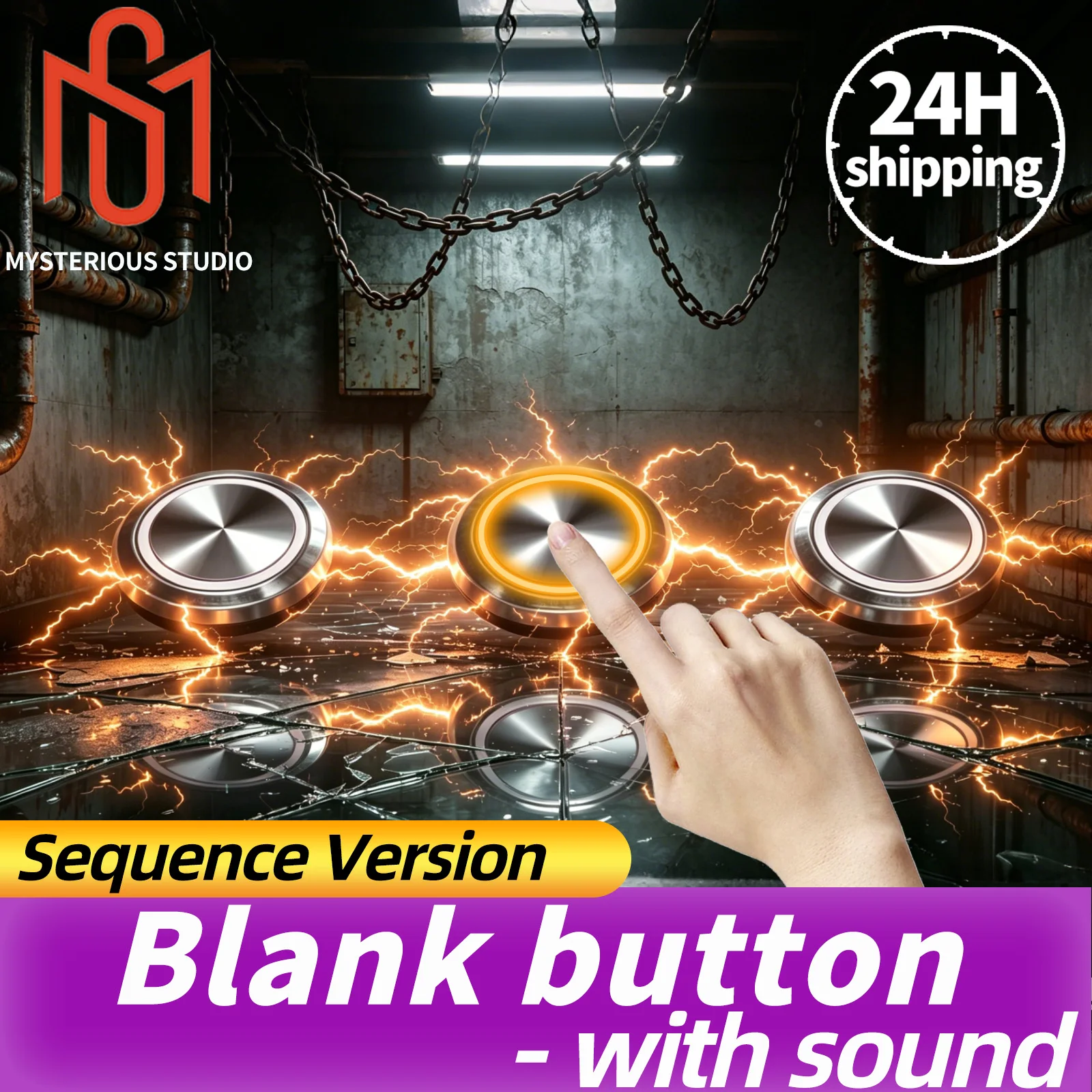 Mysterious Studio  Blank Button Puzzle Room  1987 GY Escape Room Props with Sound Effects Sequential Version