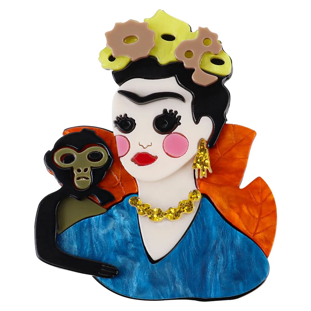 

Acrylic Cartoon Monkey Celebrity Lady Brooches Lapel Pins for Women Clothing Cute Artist Figure Brooch Badges 2023 New Jewelry