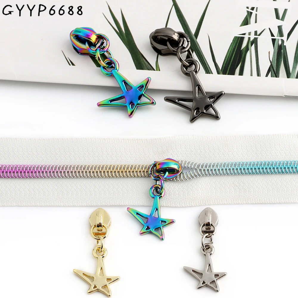 

10/50/100 шт. Нерегулярные звезды 5 # Нейлоновый съемник молнии для дорожной сумки, чемодана, сумки на высоком каблуке, аксессуары-слайдеры из сплава