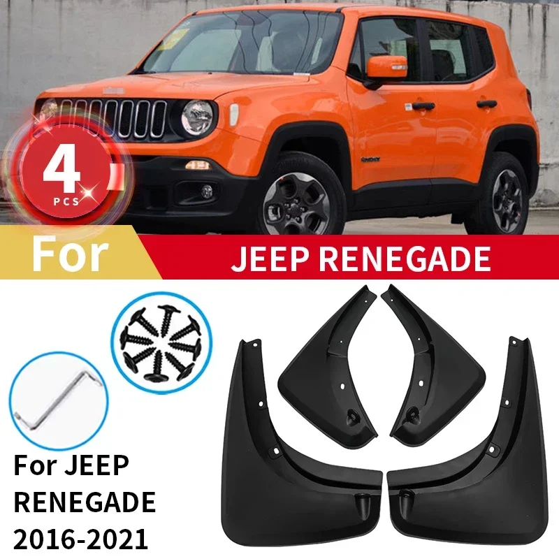 

For Jeep Renegade Fender 2015 2016 2017 2018 2021 4Pcs Mud Flap Mudguards Wheel Rear Front Cover Mudflaps Guards Car Accessories