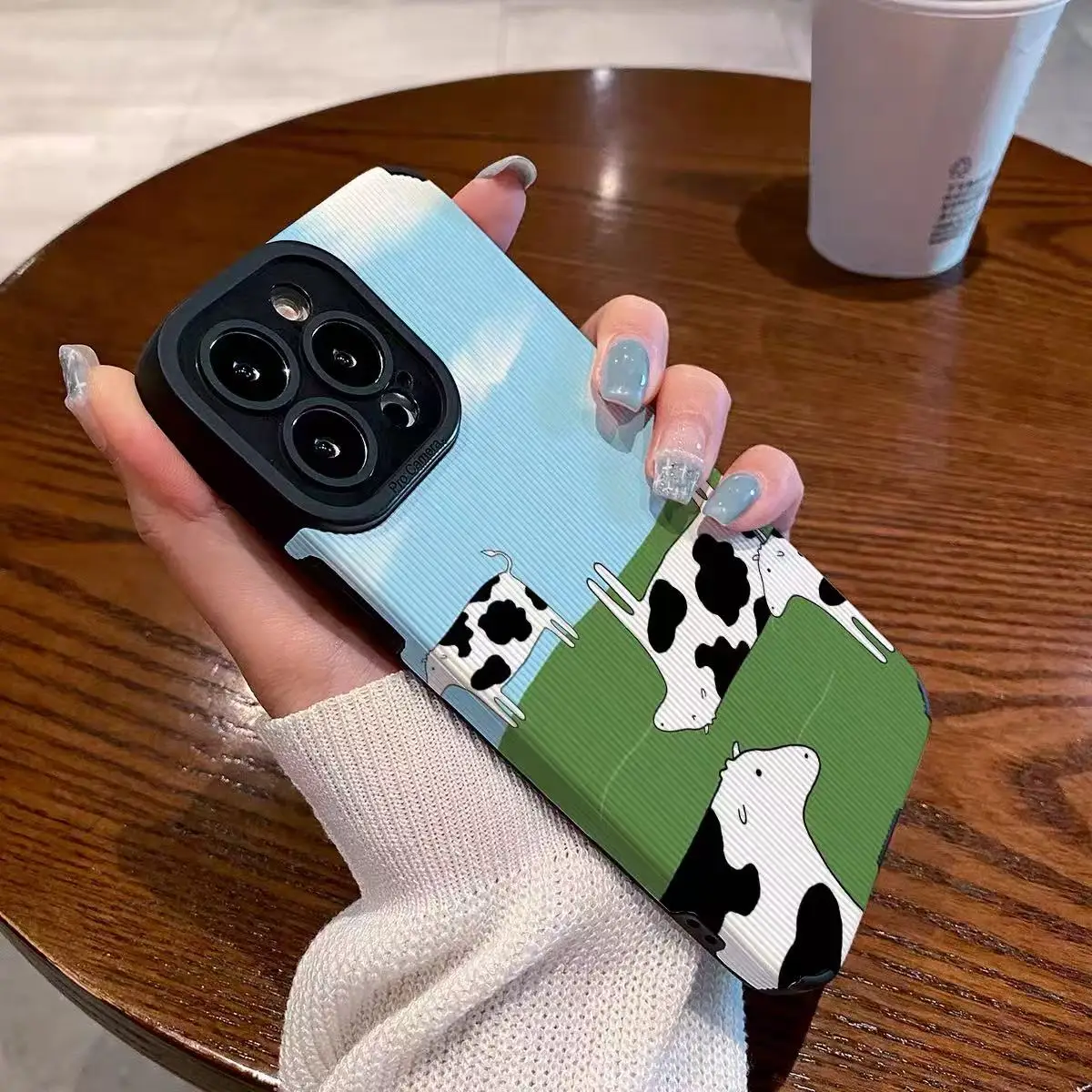 Funda de Silicona con Diseño de Vaca para iPhone 17 Air 12 13 14 15 11 16 Pro Max Plus Mini X XS XR 7 8 SE, Cubierta de Cuero Suave Antigolpes