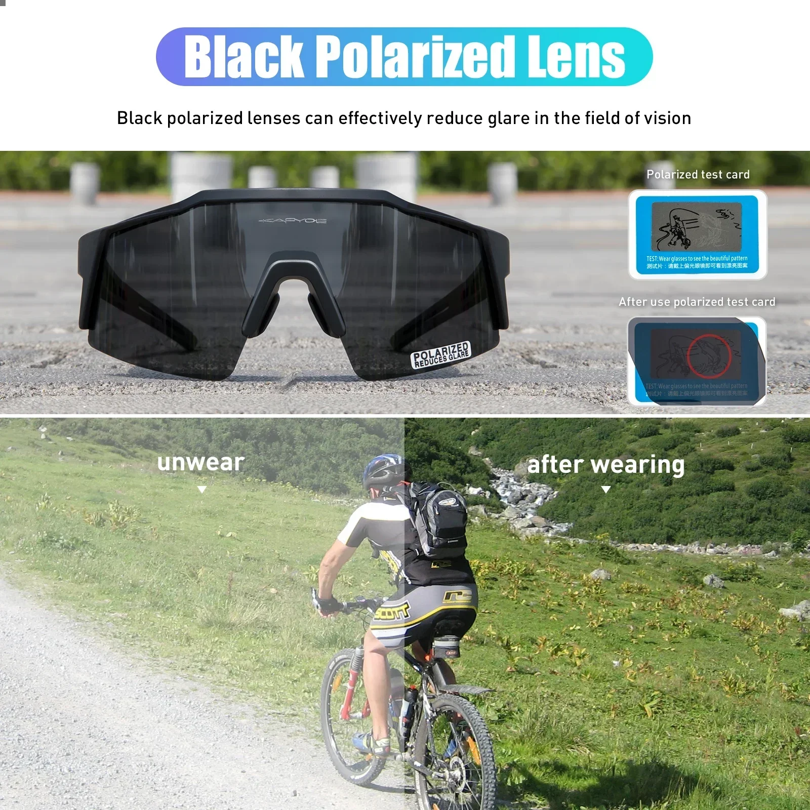 Kapvoe Polarized Fishing Sunglasses for Man Glasses Cycling Driving UV400  MTB Sunglasses Woman Bike Goggles Bicycle
