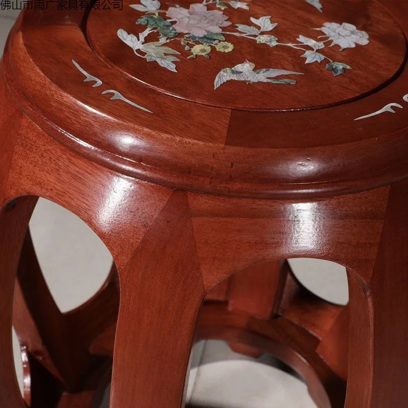 HYS solid wood round stool drum  Chinese small stool wood guzheng stool rosewood drum pier embroidered pier seat